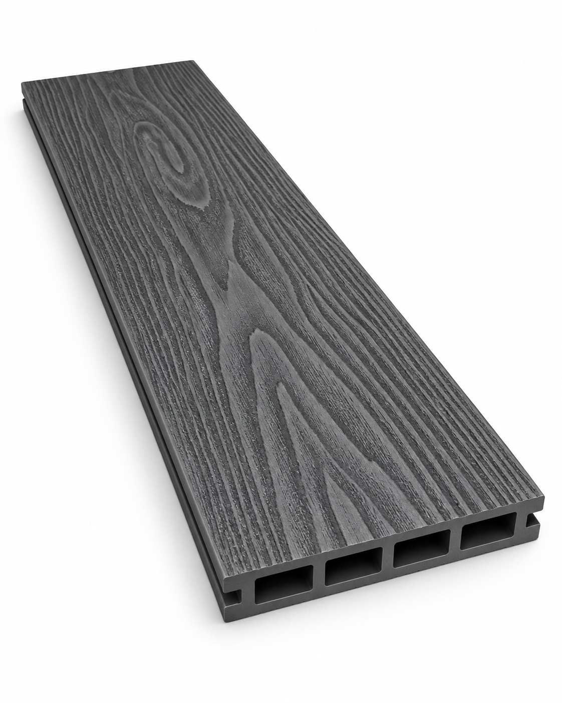 Piso Deck WPC color grafito con textura tipo madera