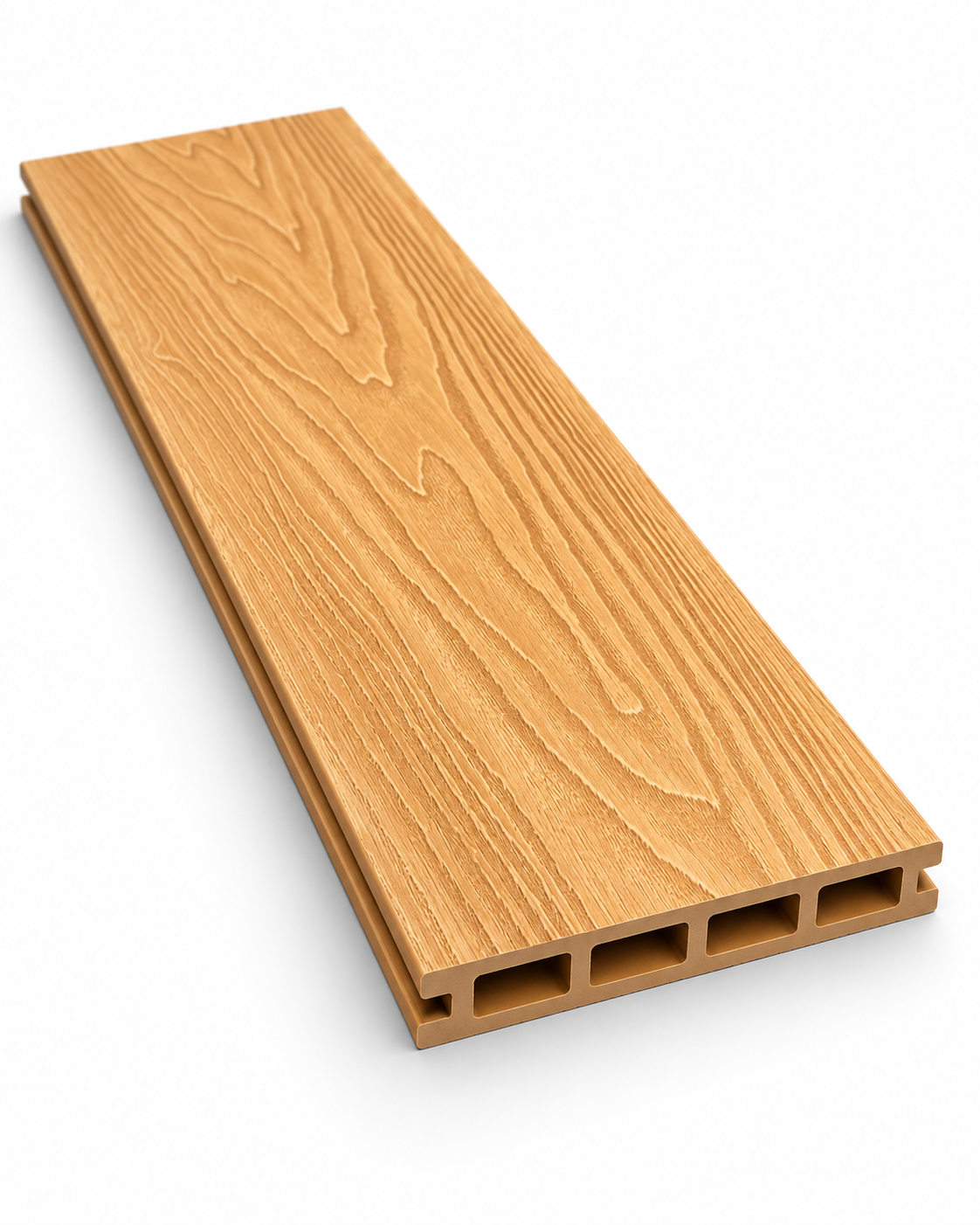 Tabla de Piso Deck WPC color madera clara con perfil hueco